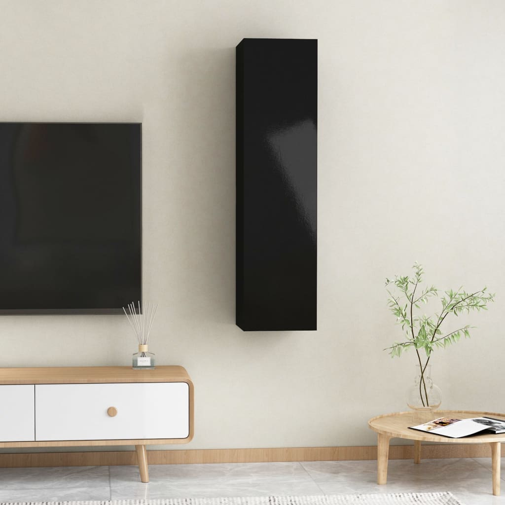 vidaXL TV omarica 2 kosa visok sijaj črna 30,5x30x60 cm iverna plošča