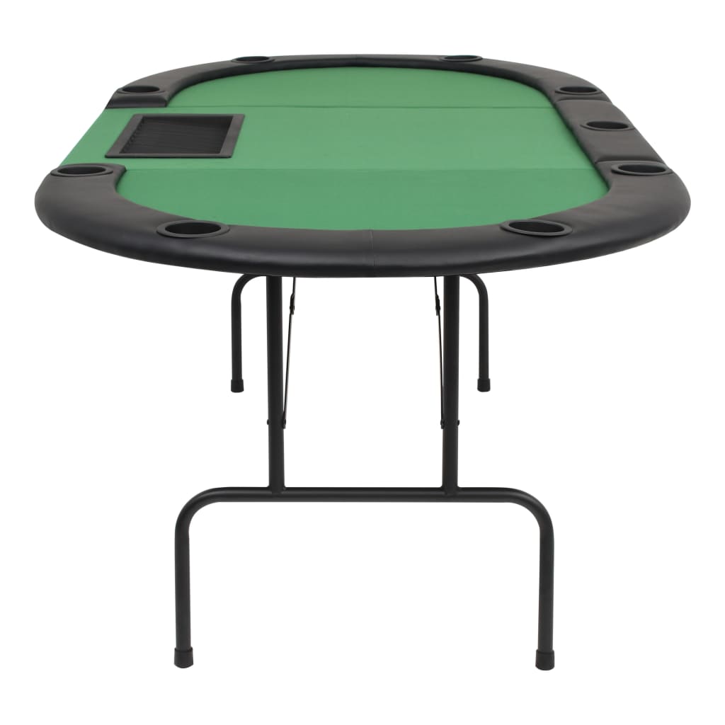 vidaXL Zložljiva 3-delna poker miza za 9 igralcev ovalna zelena