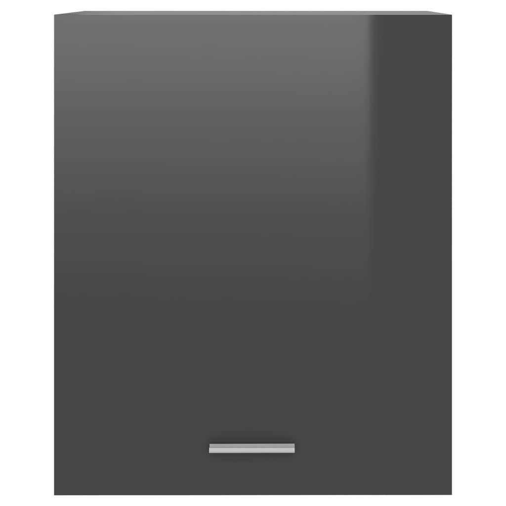 vidaXL Viseča omarica visok sijaj siva 50x31x60 cm iverna plošča