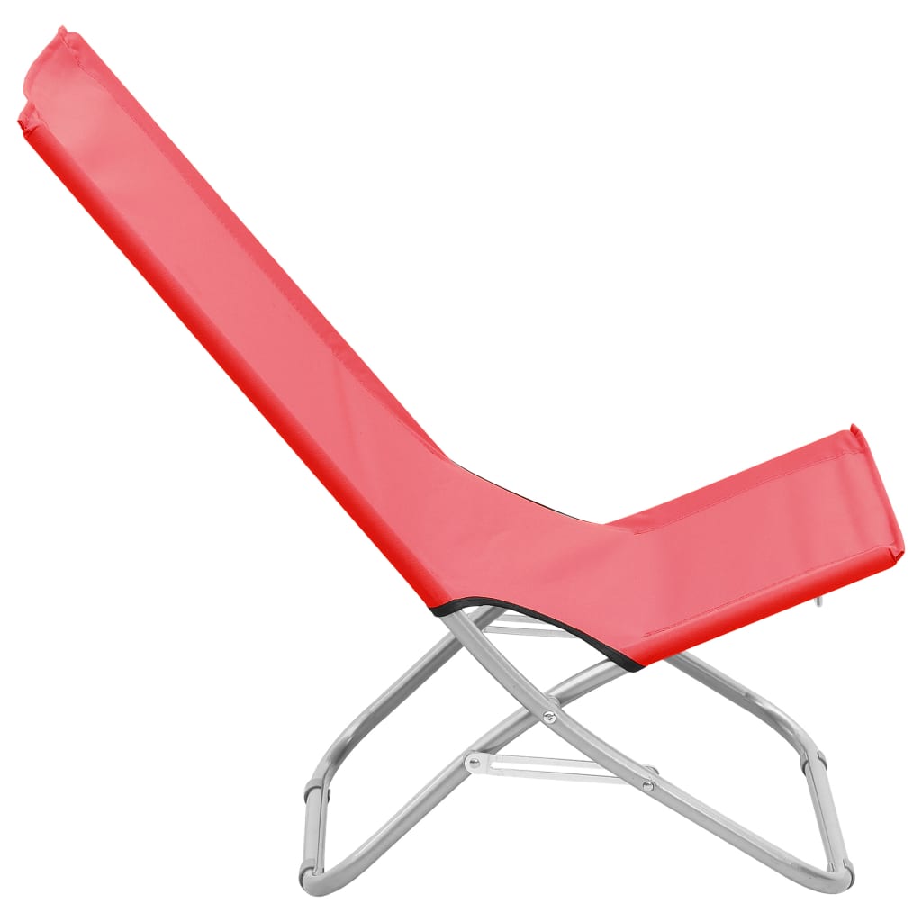 vidaXL Zložljivi stoli za na plažo 2 kosa rdeče blago