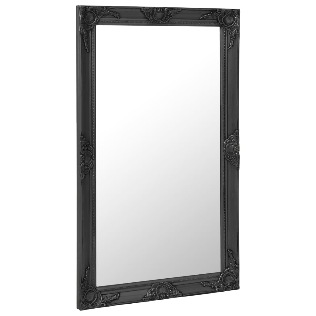 vidaXL Stensko ogledalo v baročnem stilu 60x100 cm črno