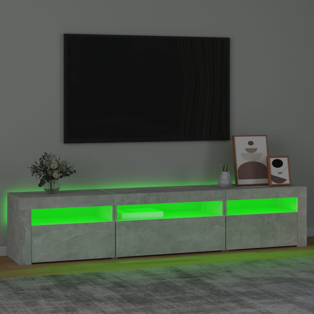 vidaXL TV omarica z LED lučkami betonsko siva 195x35x40 cm