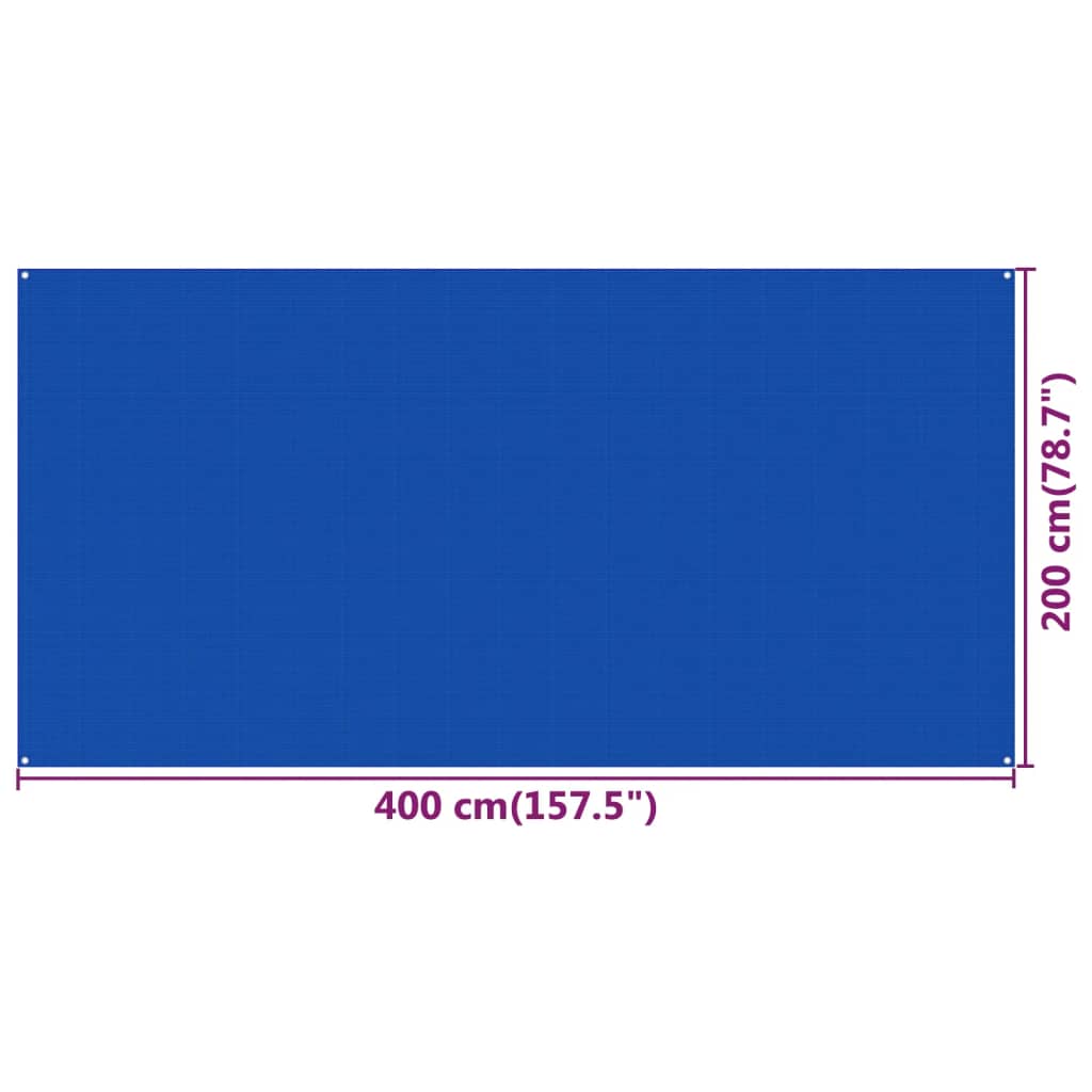 vidaXL Preproga za šotor 200x400 cm modra HDPE