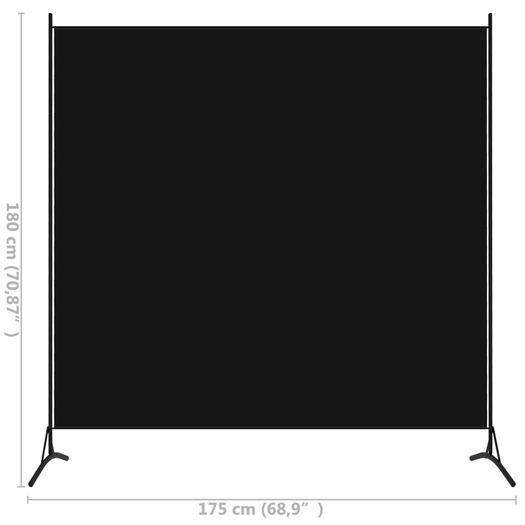 vidaXL Paravan črn 175x180 cm tkanina