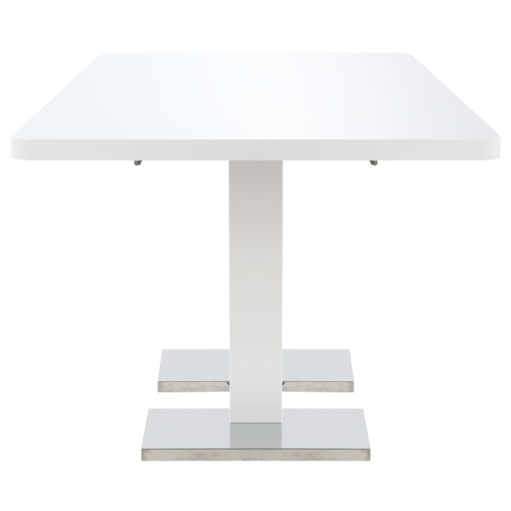 vidaXL Raztegljiva jedilna miza MDF 180x90x76 cm visok sijaj bela
