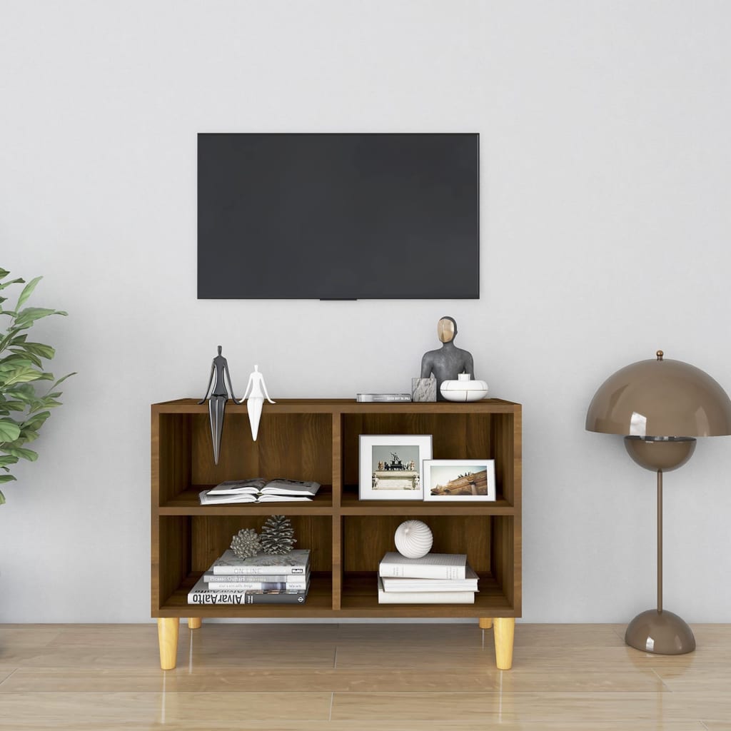 vidaXL TV omarica z lesenimi nogami rjavi hrast 69,5x30x50 cm