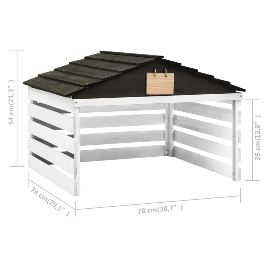 vidaXL Garaža za robotsko kosilnico črna in bela 78x74x54 cm lesena