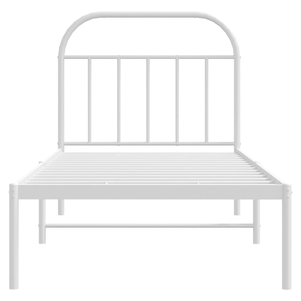 vidaXL Kovinski posteljni okvir z vzglavjem bel 80x200 cm