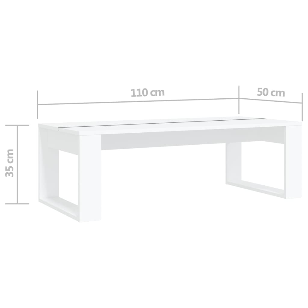 vidaXL Klubska mizica bela 110x50x35 cm inženirski les