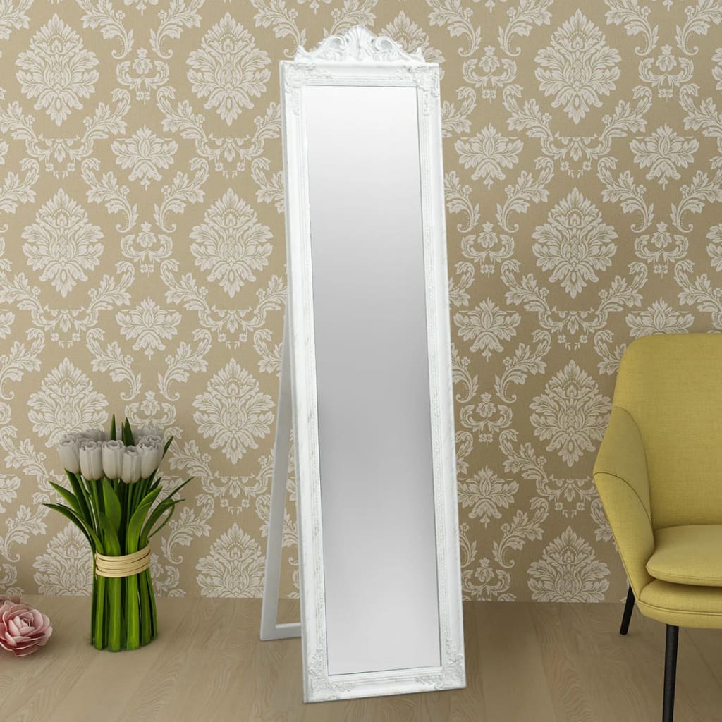 vidaXL Prostostoječe ogledalo baročni stil 160x40 cm belo
