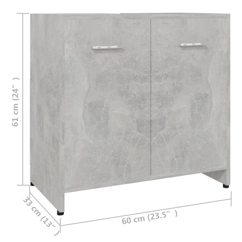 vidaXL Kopalniška omarica betonsko siva 60x33x61 cm iverna plošča