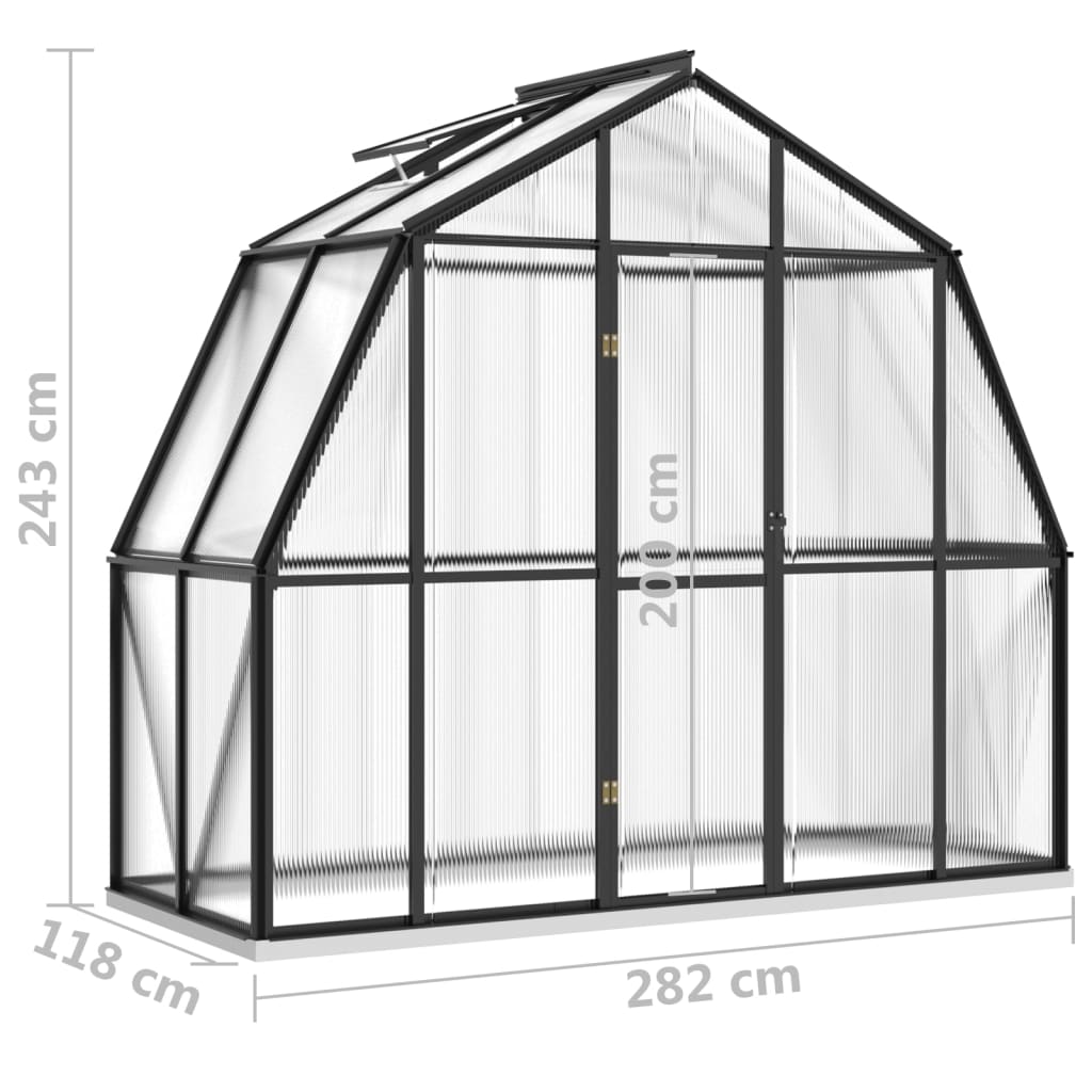 vidaXL Rastlinjak z okvirjem antracit 3,3 m² aluminij