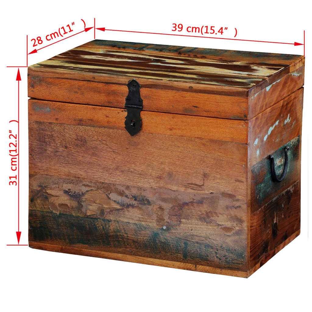 vidaXL Škatla iz predelanega trdnega lesa