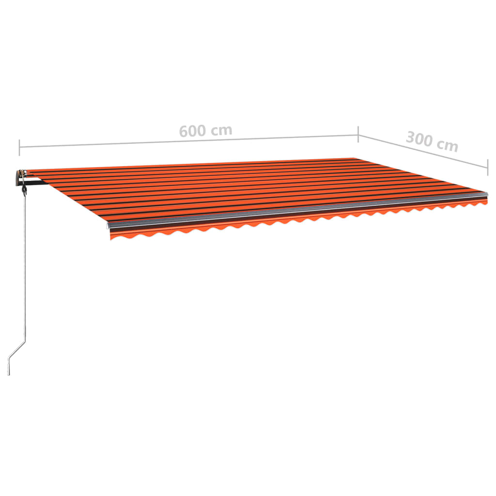 vidaXL Prostostoječa ročno zložljiva tenda 600x300 cm oranžna/rjava