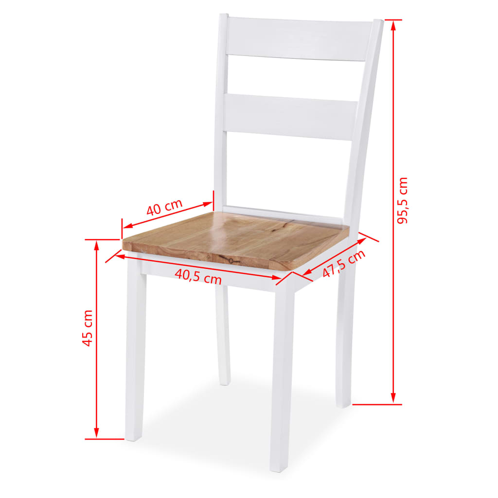 vidaXL Jedilni stoli 6 kosov beli iz trdnega kavčukovca