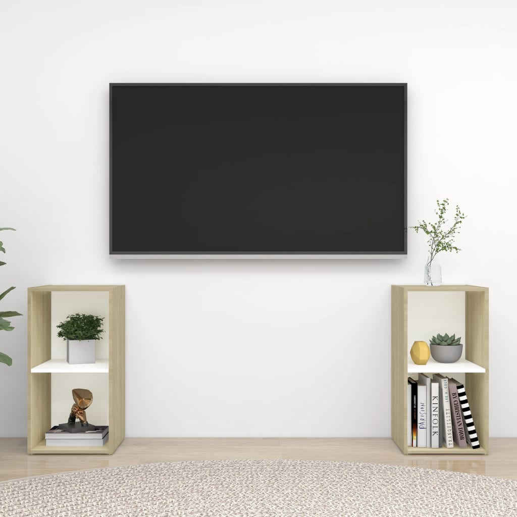vidaXL TV omarica 2 kosa bela in sonoma hrast 72x35x36,5 cm iverna pl.