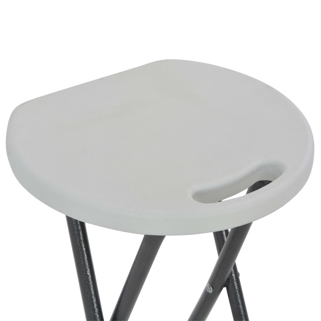 vidaXL Zložljivi barski stolčki 2 kosa HDPE in jeklo bele barve