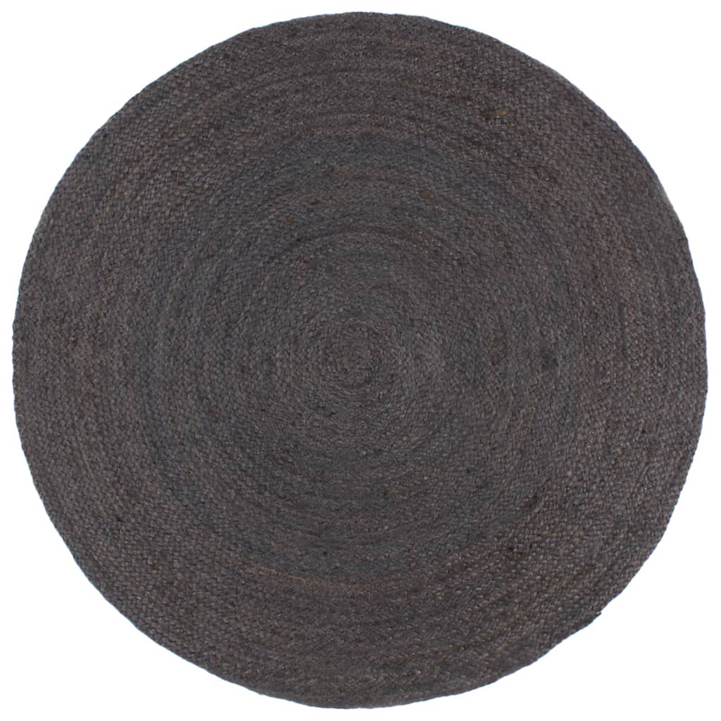 vidaXL Preproga iz jute okrogla ročno delo 180 cm temno siva