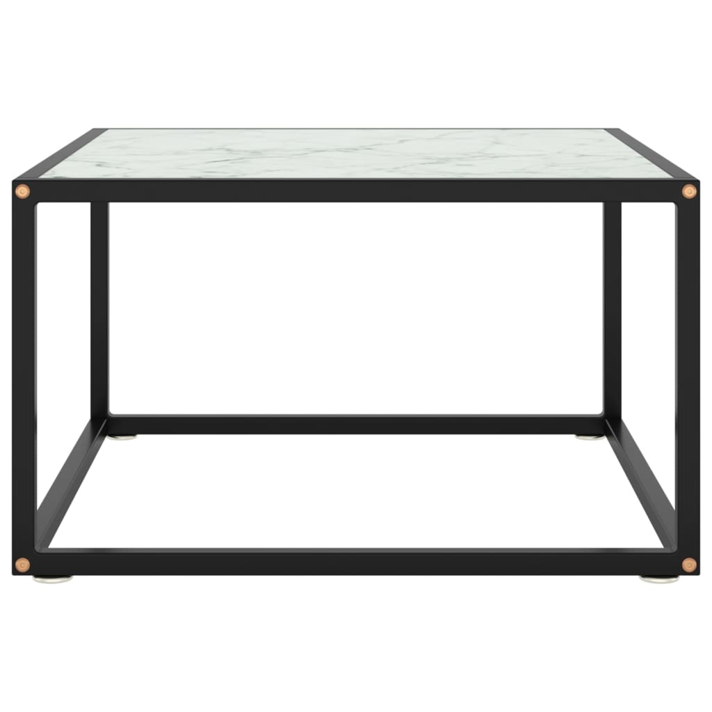 vidaXL Klubska mizica črna z belim marmornim steklom 60x60x35 cm