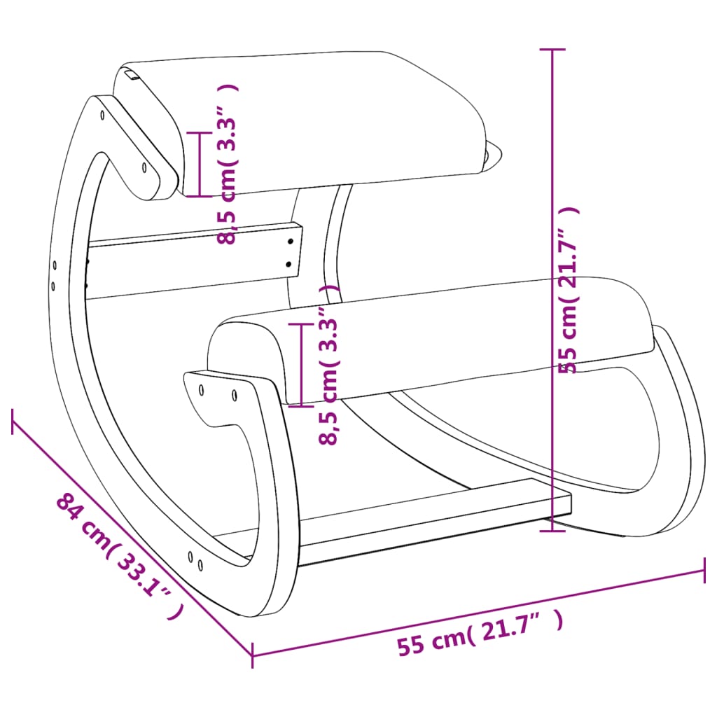 vidaXL Klečalni stol krem 55x84x55 cm vezana plošča breza