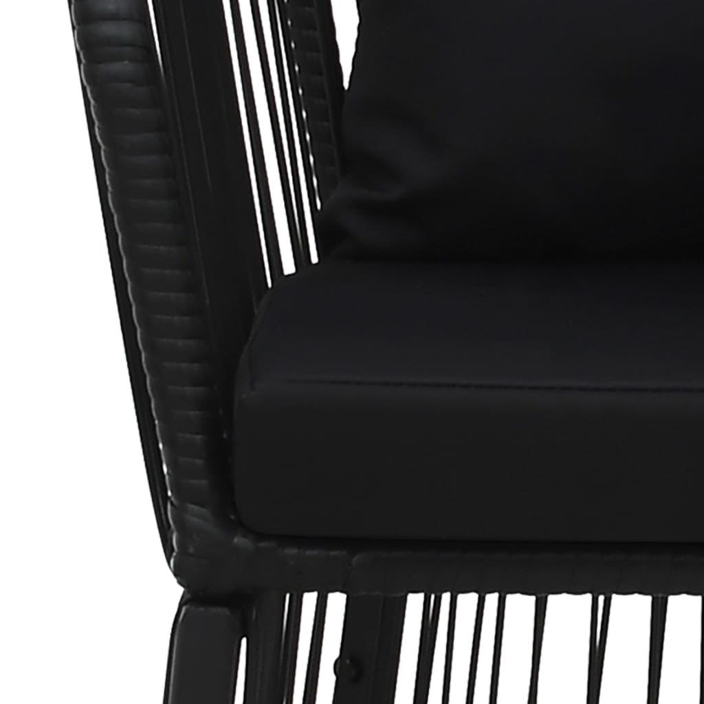 vidaXL Vrtni stoli 2 kosa z blazinami in vzglavniki PVC ratan črni