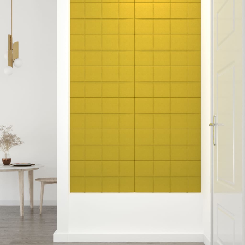 vidaXL Stenski paneli 12 kosov rumeni 60x30 cm blago 2,16 m²