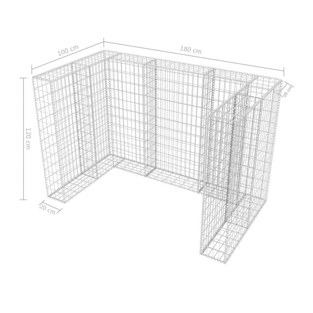 vidaXL Gabion dvojna ograda za koše za smeti jeklo 180x100x120 cm