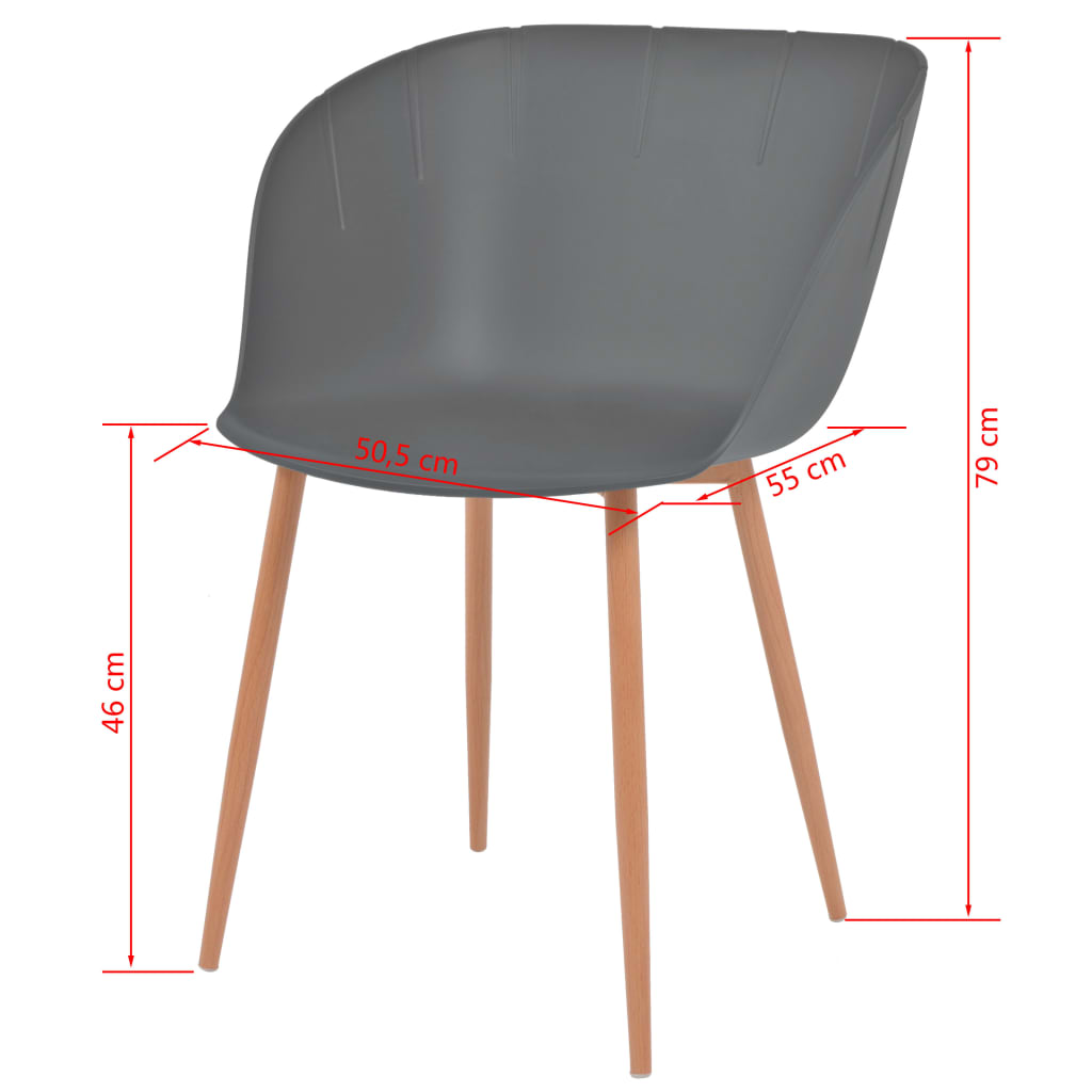 vidaXL Jedilni stoli 6 kosov siva plastika