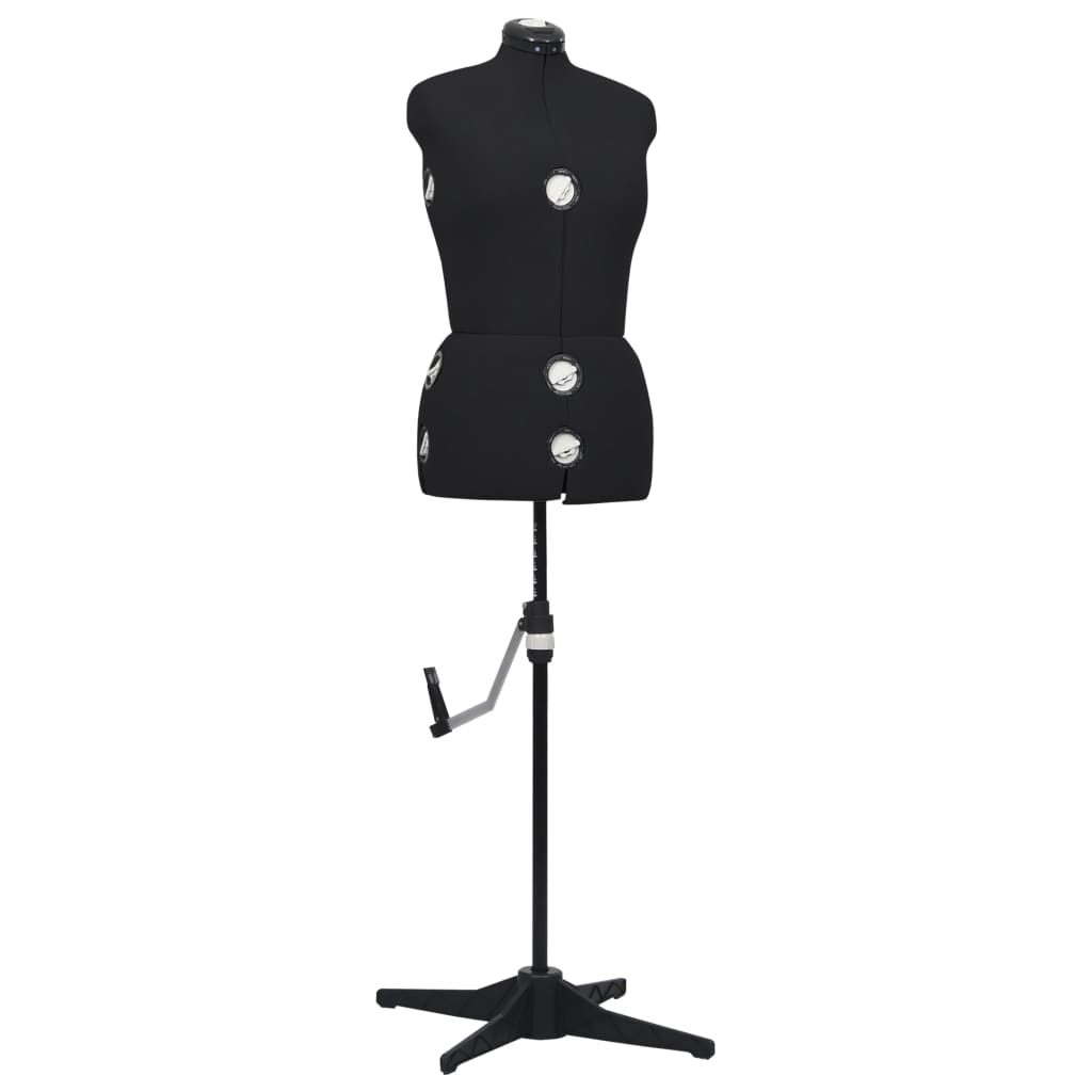 vidaXL Nastavljiva krojaška lutka ženska črna M velikost 40-46