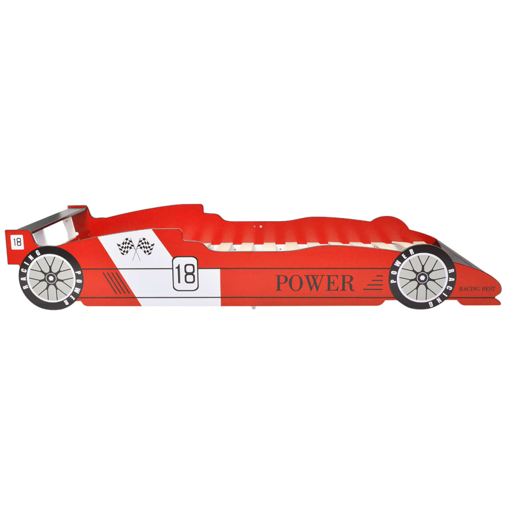 vidaXL Otroška postelja dirkalni avtomobil 90x200 cm rdeča
