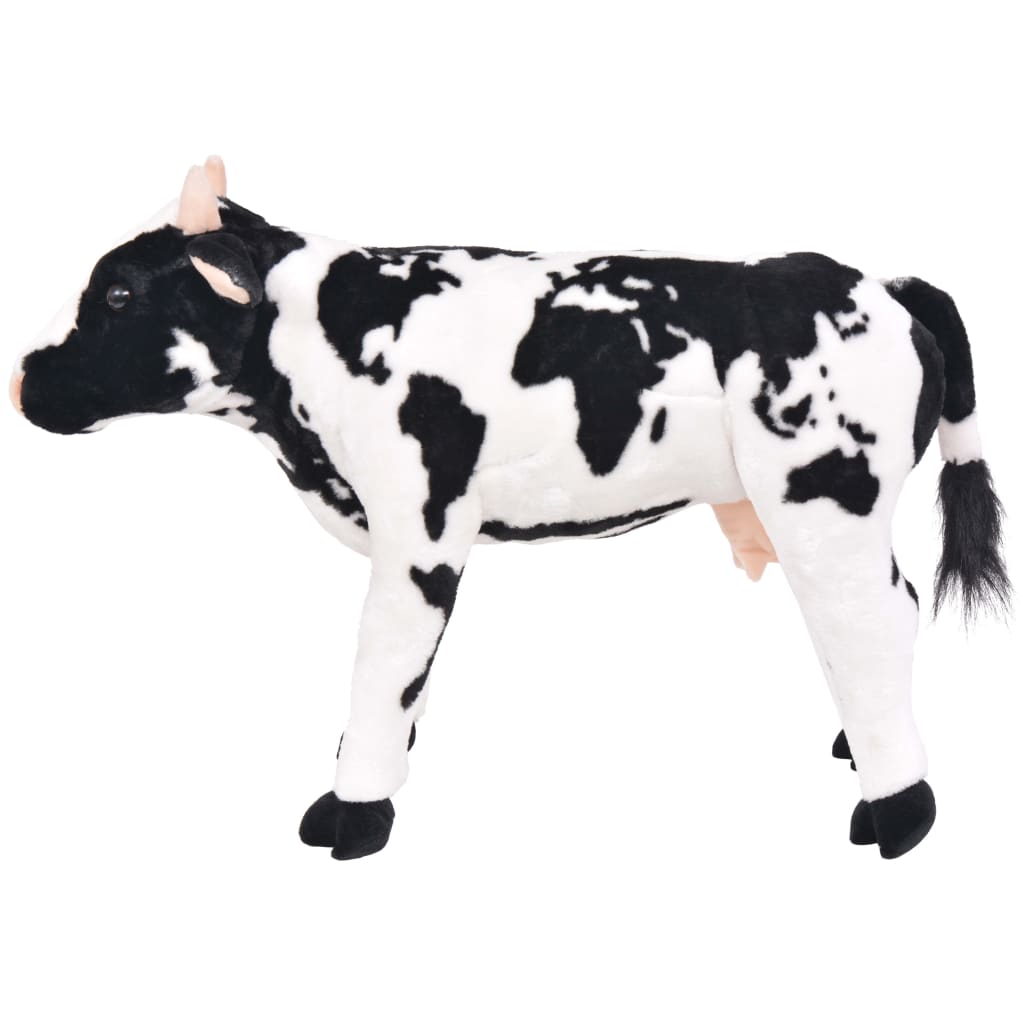 vidaXL Stoječa plišasta krava črne in bele barve XXL