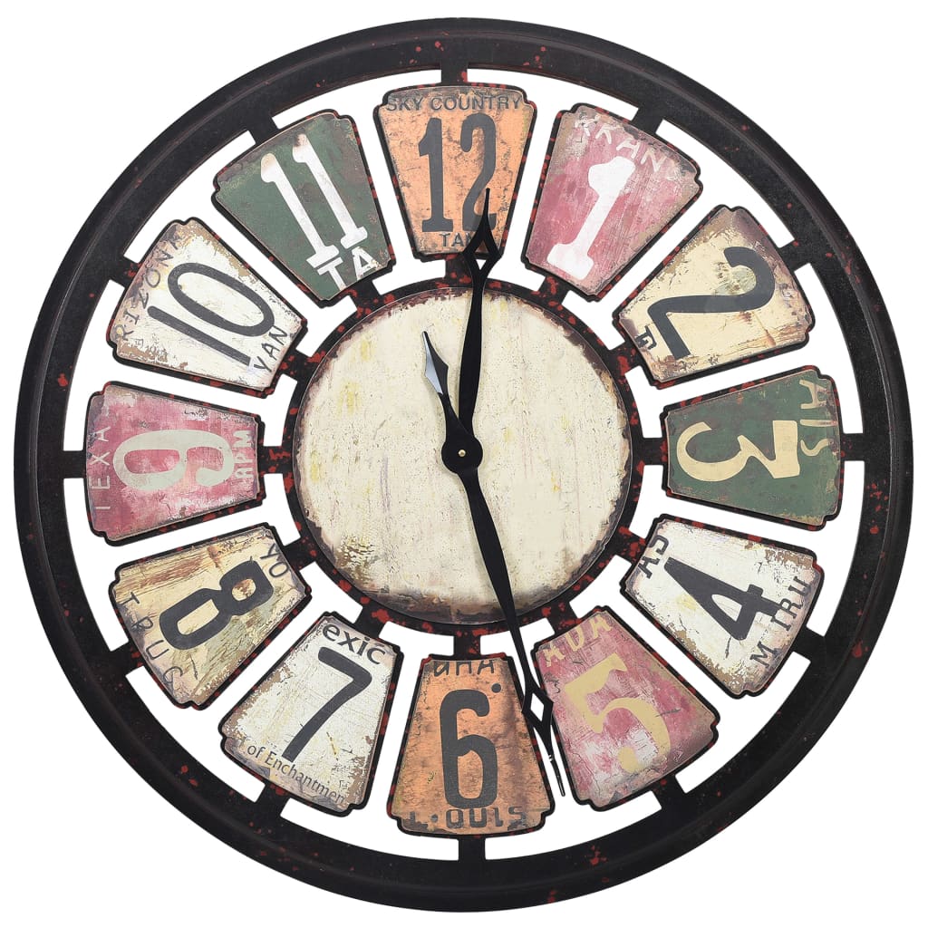 vidaXL Stenska ura večbarvna 80 cm mediapan