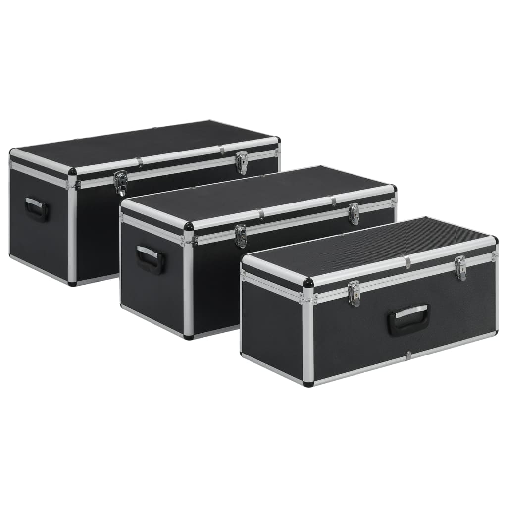vidaXL Kovčki za shranjevanje 3 kosi črn aluminij
