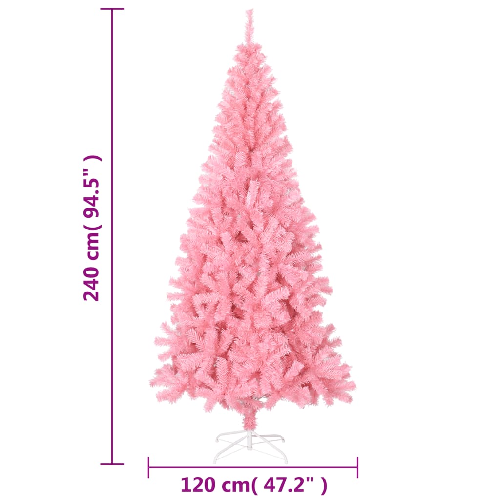 vidaXL Umetna novoletna jelka s stojalom roza 240 cm PVC