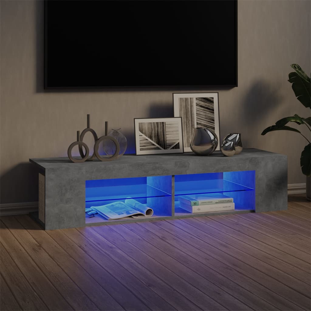 vidaXL TV omarica z LED lučkami betonsko siva 135x39x30 cm