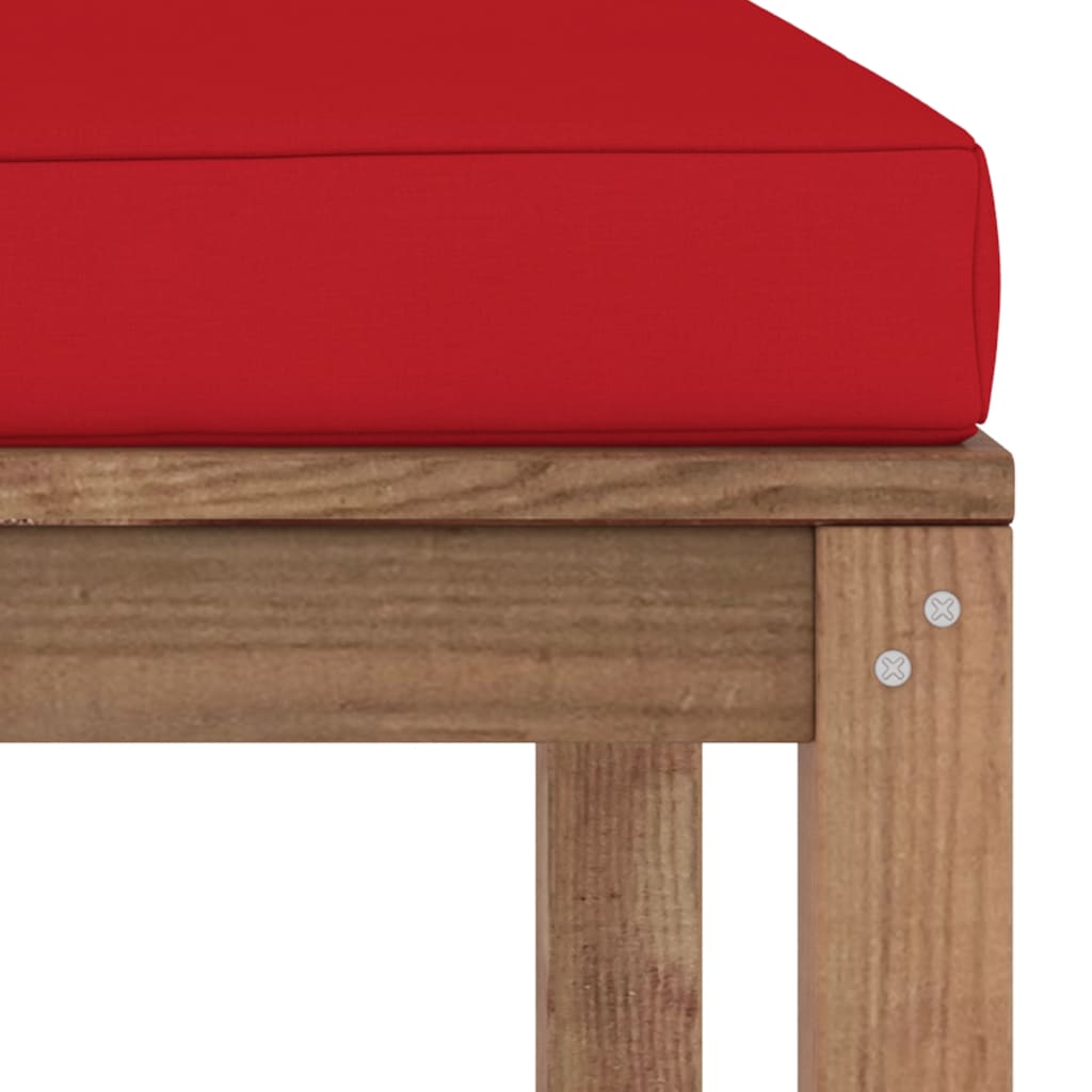 vidaXL Vrtni stolček za noge z rdečo blazino