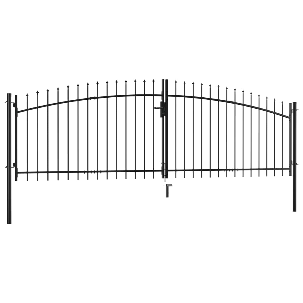 vidaXL Dvojna vrata za ograjo s konicami na vrhu 400x150 cm