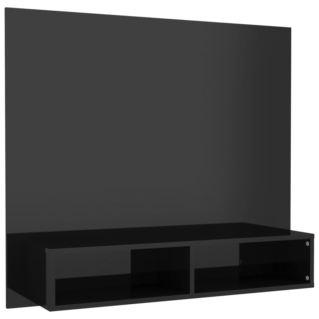vidaXL Stenska TV omarica visok sijaj črna 102x23,5x90 cm iverna pl.