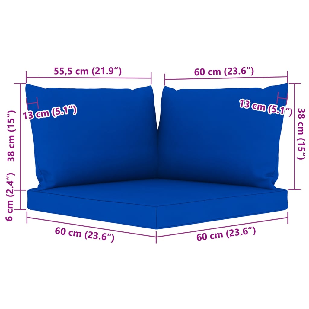 vidaXL Vrtna sedežna garnitura 9-delna z modrimi blazinami