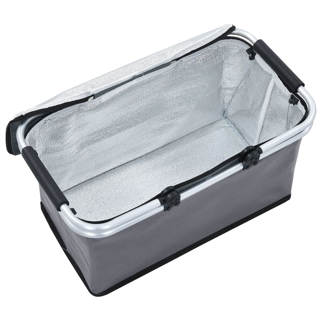 vidaXL Zložljiva hladilna torba siva 46x27x23 cm aluminij
