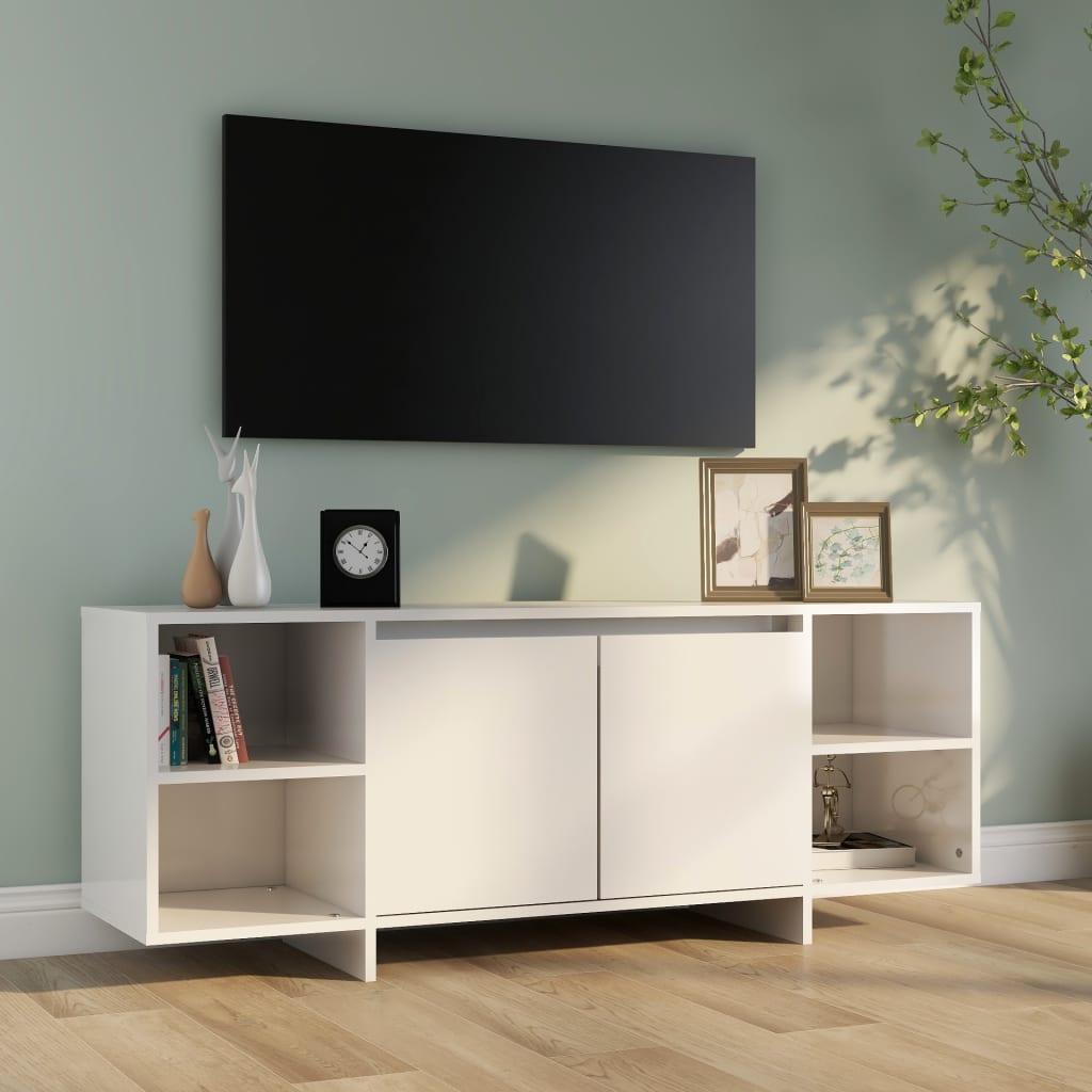 vidaXL TV omarica visok sijaj bela 130x35x50 cm iverna plošča