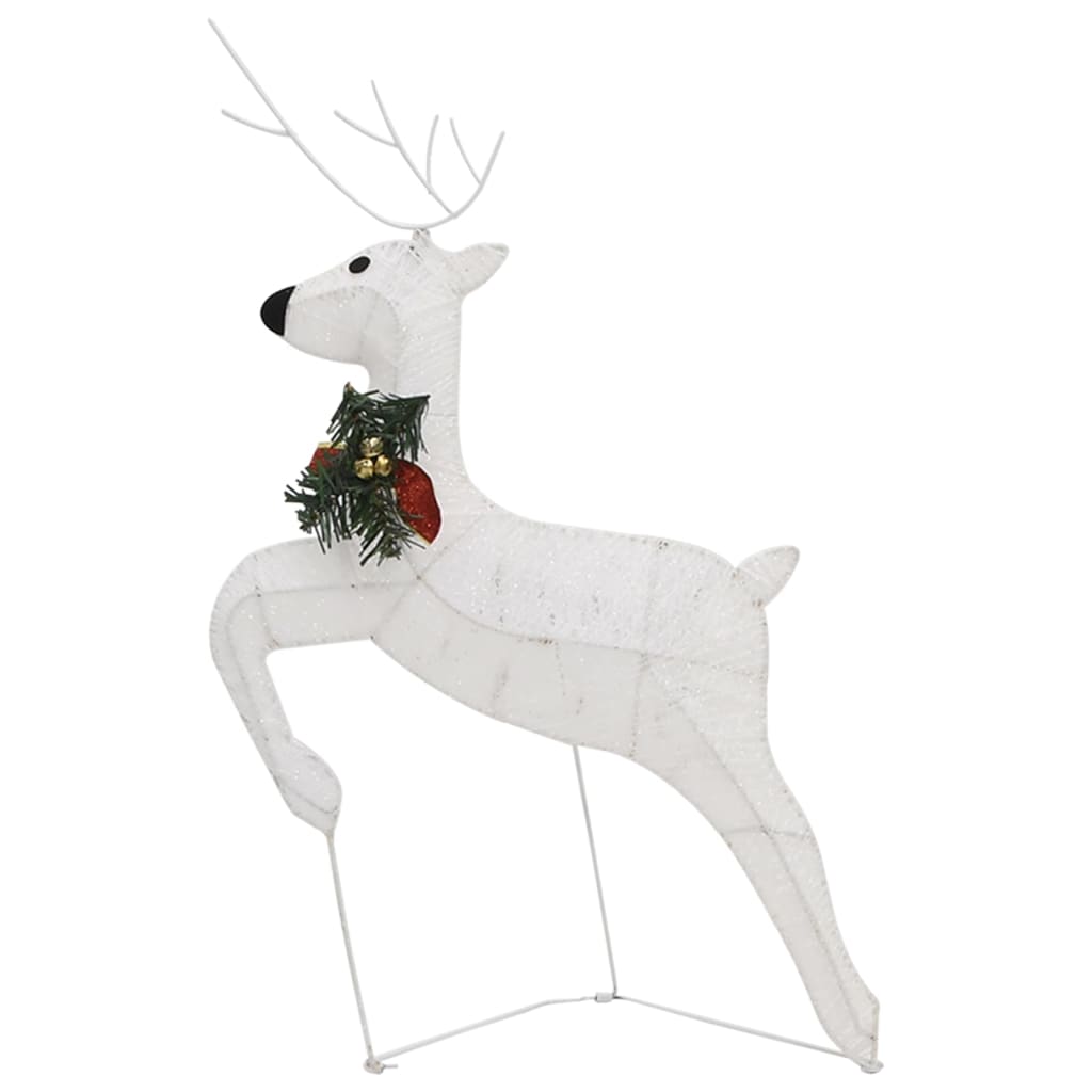 vidaXL Severni jeleni s sanmi 140 LED lučk zunanji bele barve