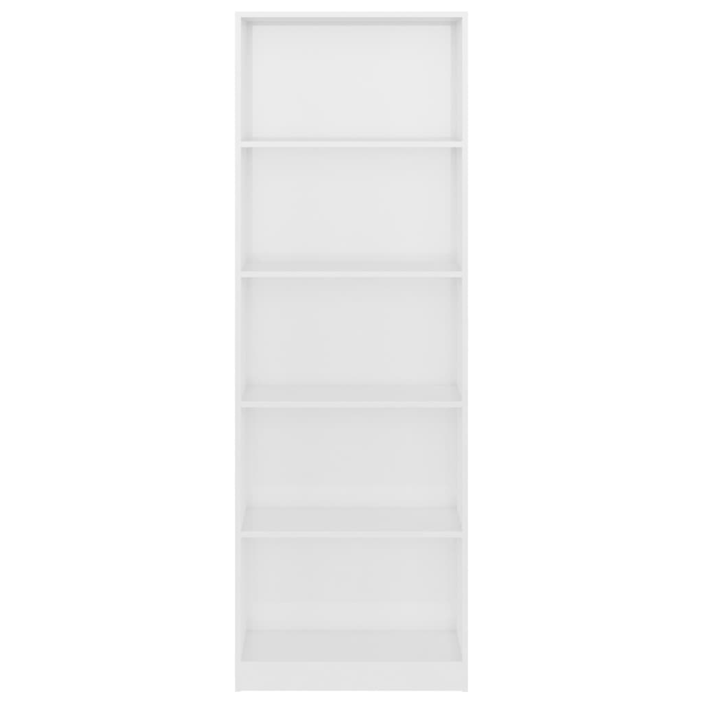 vidaXL Knjižna omara 5-nadstropna visok sijaj bela 60x24x175 cm