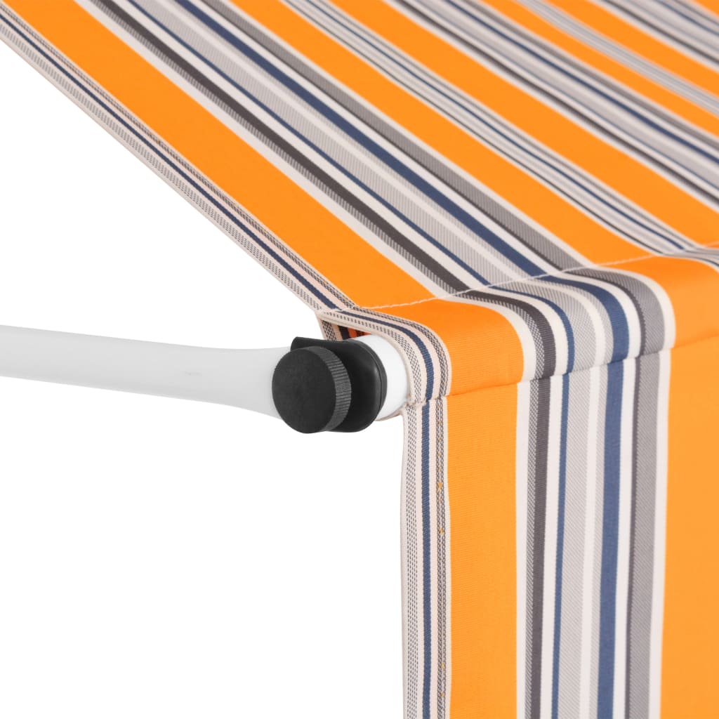 vidaXL Ročno zložljiva tenda 100 cm rumene in modre črte