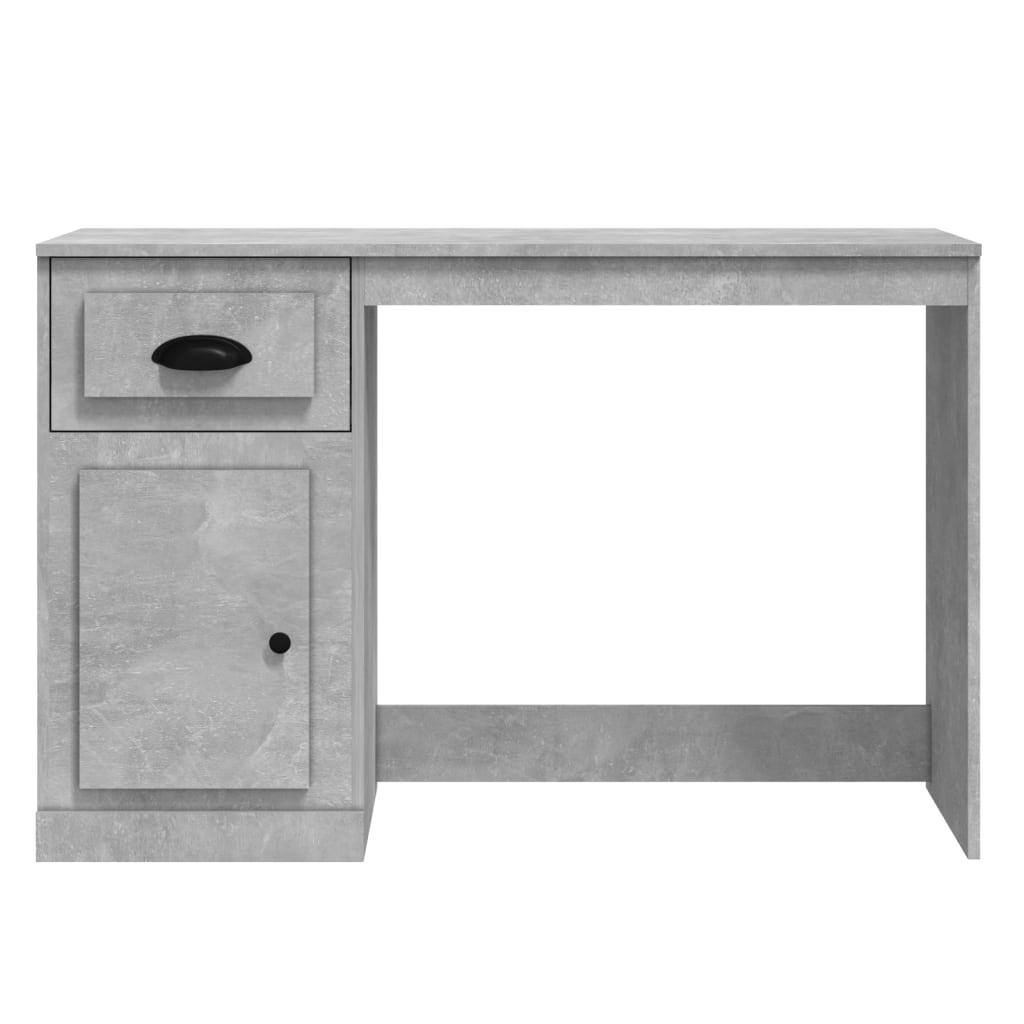 vidaXL Pisalna miza s predalom beton. siva 115x50x75 cm inženirski les