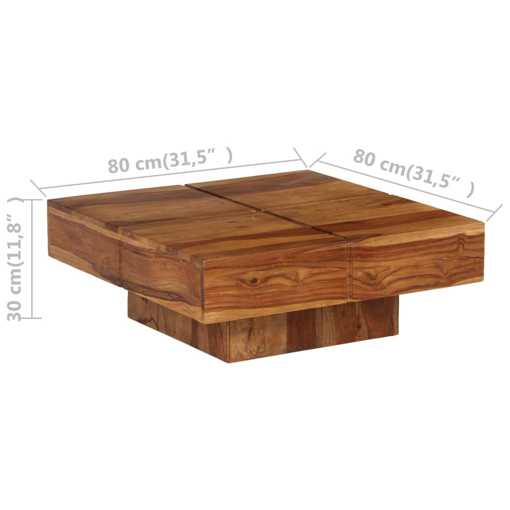vidaXL Klubska mizica 80x80x30 cm trden akacijev les