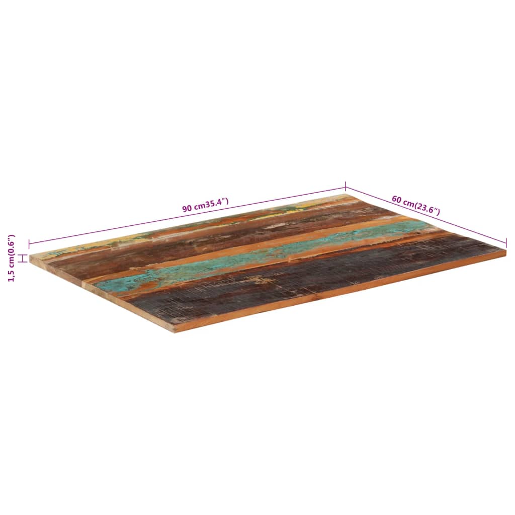 vidaXL Pravokotna mizna plošča 60x90 cm 15-16 mm trden predelan les