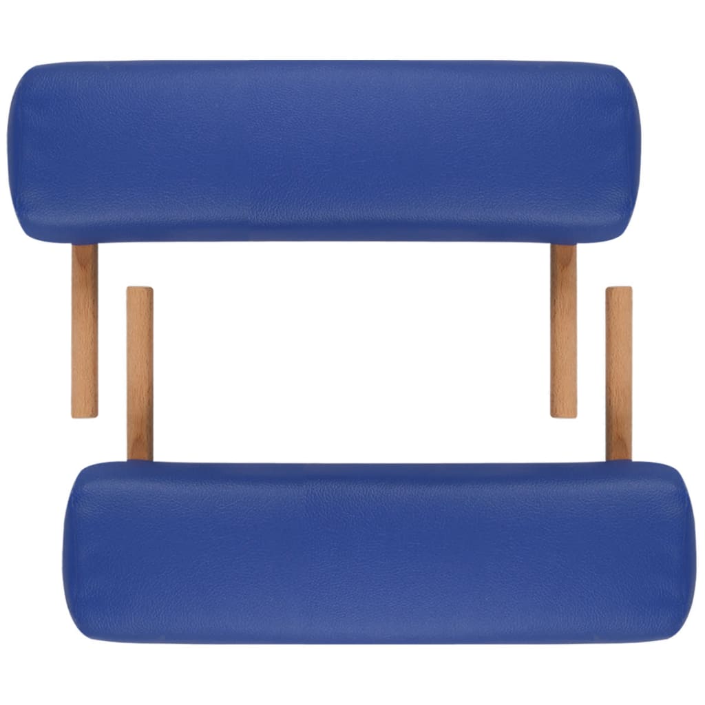Modra zložljiva masažna miza s 3 območji in lesenim okvirjem