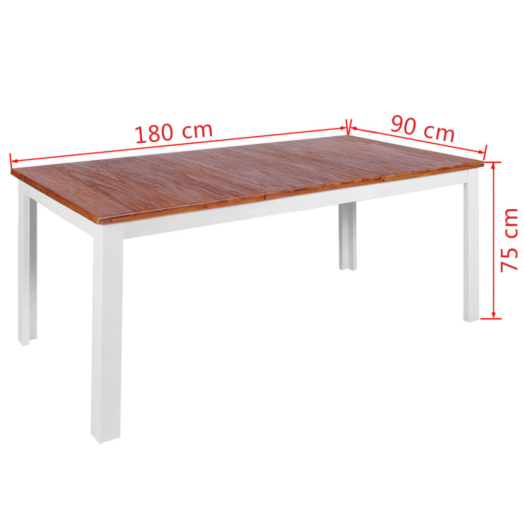 vidaXL Jedilna miza iz masivne tikovine in mahagonija 180x90x75 cm