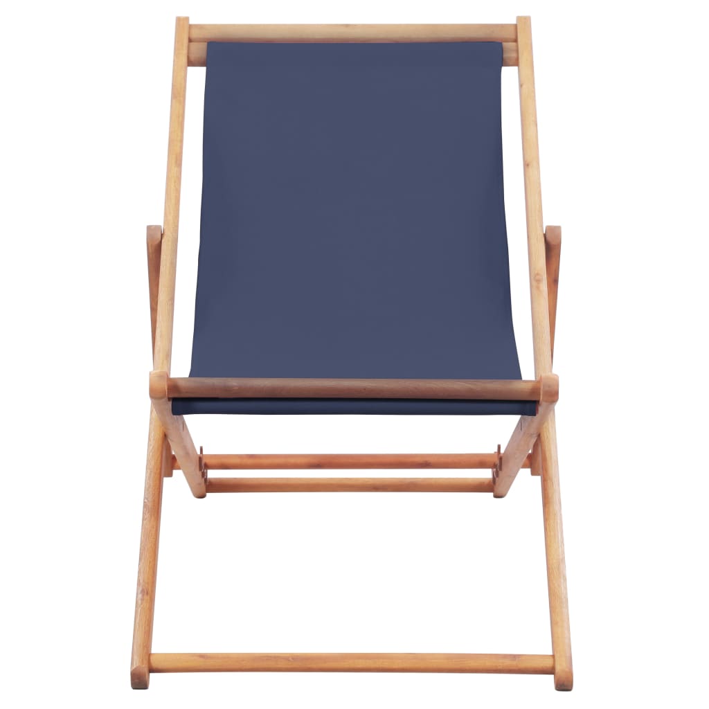vidaXL Zložljiv stol za na plažo blago in lesen okvir modre barve